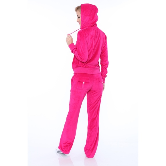 Plus Velour 2 Piece Warm-up Set Fuchsia PS2828-03 - Picture 4 of 8